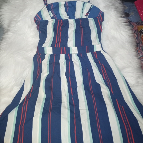 Flirty Tie Front Striped Skater Dress Boohoo - Picture 2 of 2
